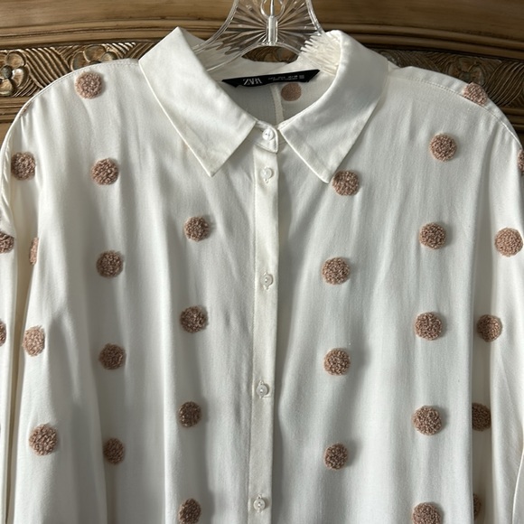 Zara Cream Blouse with Brown Dots - Picture 2 of 5